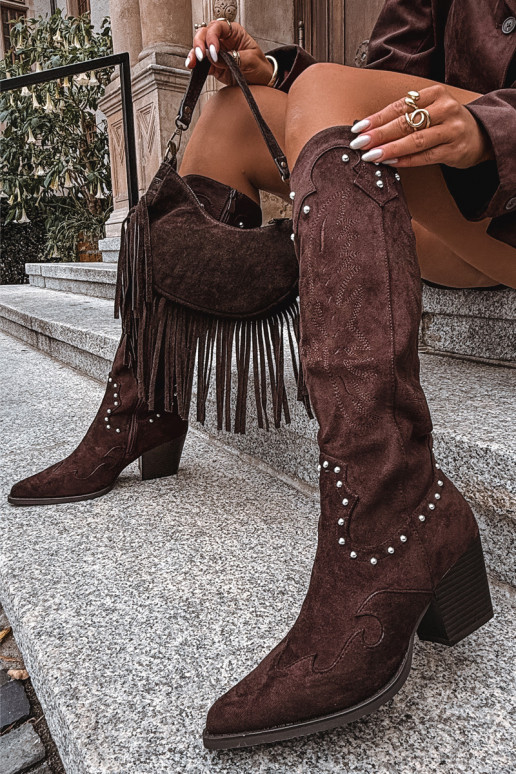 Femenino botas estilo vaquero Con decoración con tacones CzekoladoAe Darella Femenino botas estilo vaquero Con decoración con tacones CzekoladoAe Darella