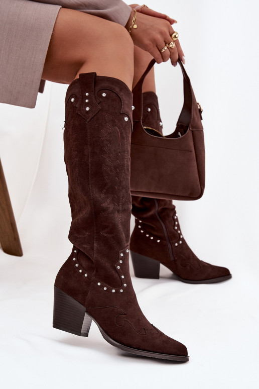 Femenino botas estilo vaquero Con decoración con tacones CzekoladoAe Darella Femenino botas estilo vaquero Con decoración con tacones CzekoladoAe Darella