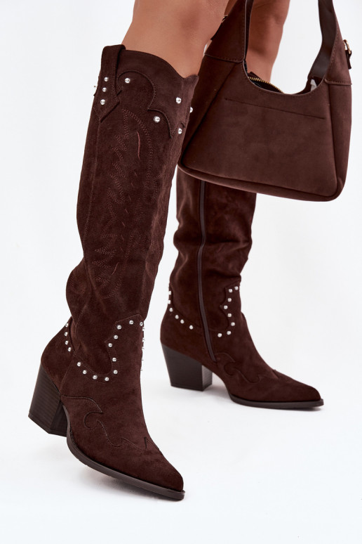 Femenino botas estilo vaquero Con decoración con tacones CzekoladoAe Darella Femenino botas estilo vaquero Con decoración con tacones CzekoladoAe Darella