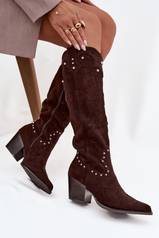 Femenino botas estilo vaquero Con decoración con tacones CzekoladoAe Darella Femenino botas estilo vaquero Con decoración con tacones CzekoladoAe Darella