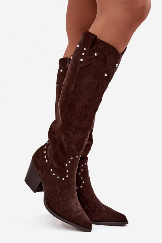 Femenino botas estilo vaquero Con decoración con tacones CzekoladoAe Darella Femenino botas estilo vaquero Con decoración con tacones CzekoladoAe Darella