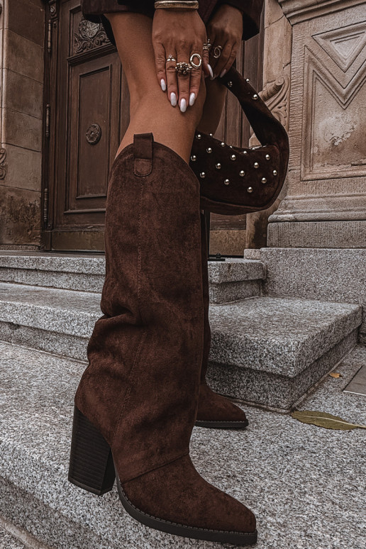 calentamiento botas estilo vaquero con taconesde gamuza ecológicau CzekoladoAe Tiene quevine calentamiento botas estilo vaquero con taconesde gamuza ecológicau CzekoladoAe Tiene quevine