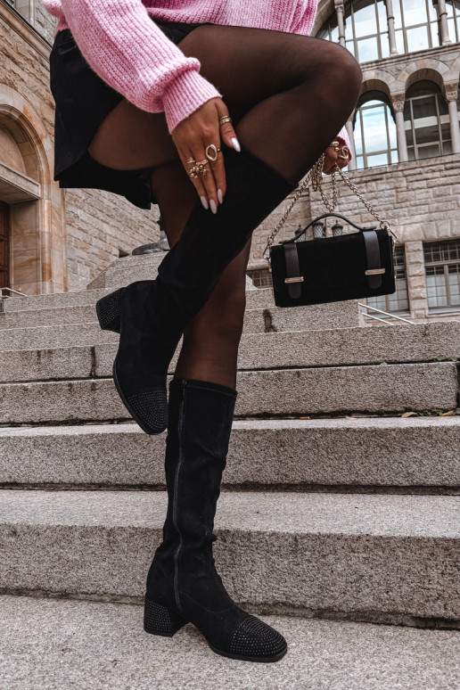 botas de mujer Con decoración reloj de gamuza ecológicaoAe de color negro Ivanna botas de mujer Con decoración reloj de gamuza ecológicaoAe de color negro Ivanna