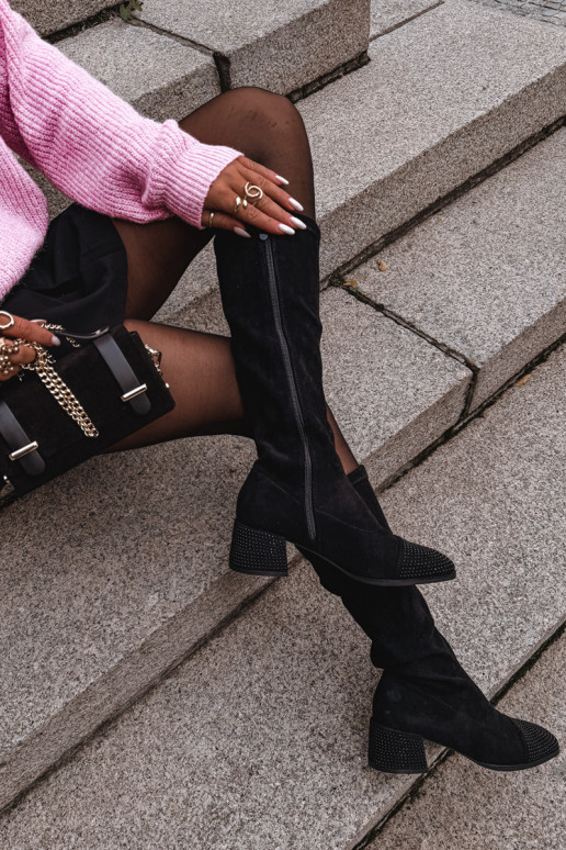 botas de mujer Con decoración reloj de gamuza ecológicaoAe de color negro Ivanna botas de mujer Con decoración reloj de gamuza ecológicaoAe de color negro Ivanna