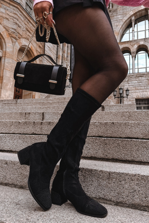 botas de mujer Con decoración reloj de gamuza ecológicaoAe de color negro Ivanna botas de mujer Con decoración reloj de gamuza ecológicaoAe de color negro Ivanna