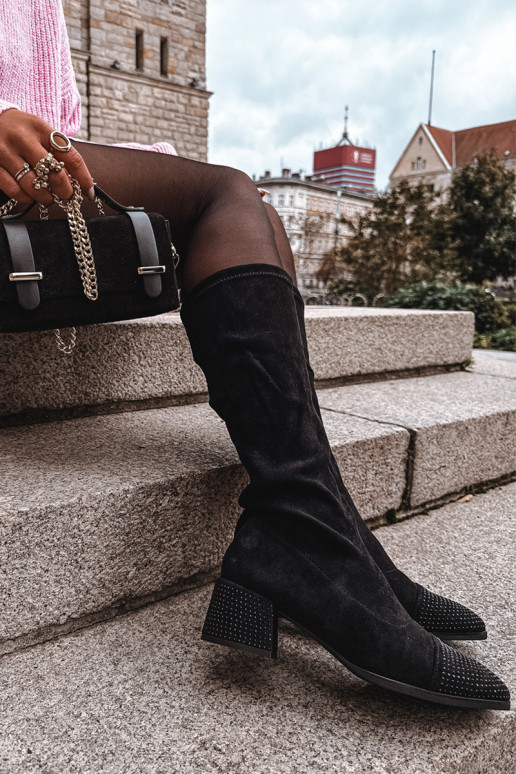 botas de mujer Con decoración reloj de gamuza ecológicaoAe de color negro Ivanna botas de mujer Con decoración reloj de gamuza ecológicaoAe de color negro Ivanna