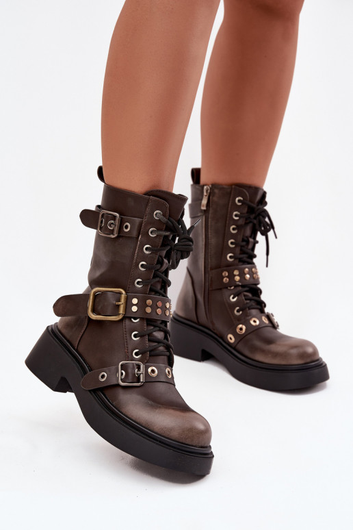 calentamiento botines de trabajo Femenino con hebillas color marrón Tiene querisse calentamiento botines de trabajo Femenino con hebillas color marrón Tiene querisse