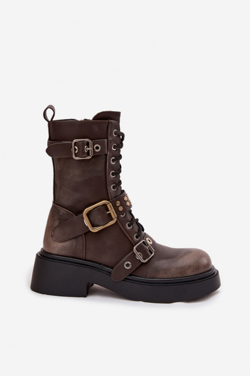 calentamiento botines de trabajo Femenino con hebillas color marrón Tiene querisse calentamiento botines de trabajo Femenino con hebillas color marrón Tiene querisse