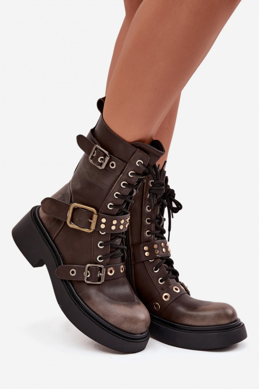 calentamiento botines de trabajo Femenino con hebillas color marrón Tiene querisse calentamiento botines de trabajo Femenino con hebillas color marrón Tiene querisse