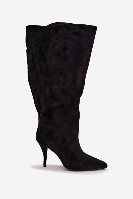 Un modelo convincente botas de mujer con tacones finosde gamuza ecológicau de color negro Noretta Un modelo convincente botas de mujer con tacones finosde gamuza ecológicau de color negro Noretta