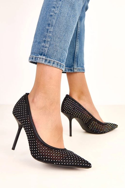 Tacones de tela de red negros... Tacones de tela de red negros...