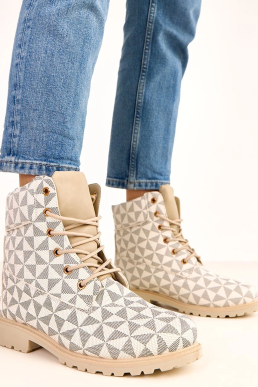 Botas de trabajo beige-negras con... Botas de trabajo beige-negras con...