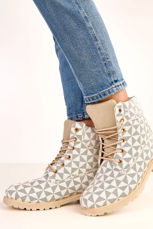 Botas de trabajo beige-negras con... Botas de trabajo beige-negras con...