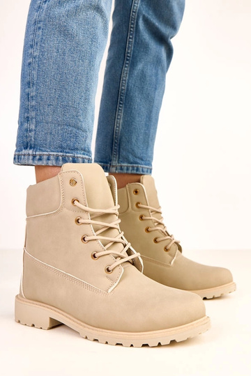 Botas de trabajo beige con acabado mate Alicia