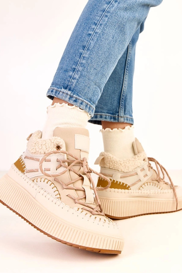 Botas de nieve beige con cordones y pelaje Lesly 2
