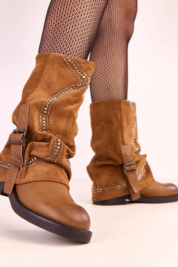 Botas de caña alta marrones con decoración de circonitas Ginny 2
