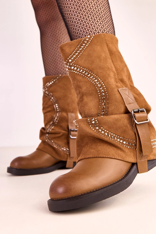 Botas de caña alta marrones con...