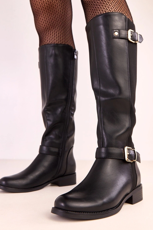 Botas altas negras con elásticos Karia Botas altas negras con elásticos Karia