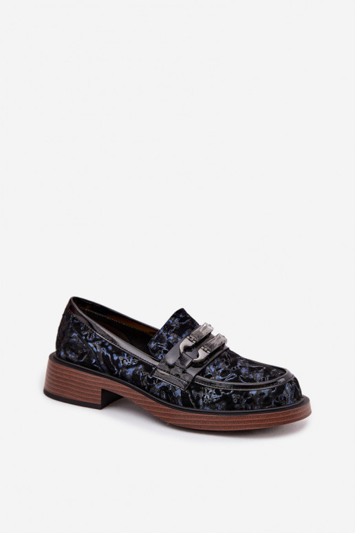 Piel Mocasines de ante Femenino Con decoraciones Detalem D&A MR52-178 de color negro Piel Mocasines de ante Femenino Con decoraciones Detalem D&A MR52-178 de color negro