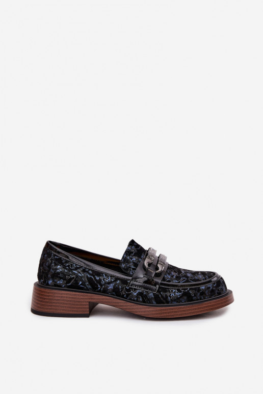 Piel Mocasines de ante Femenino Con decoraciones Detalem D&A MR52-178 de color negro Piel Mocasines de ante Femenino Con decoraciones Detalem D&A MR52-178 de color negro