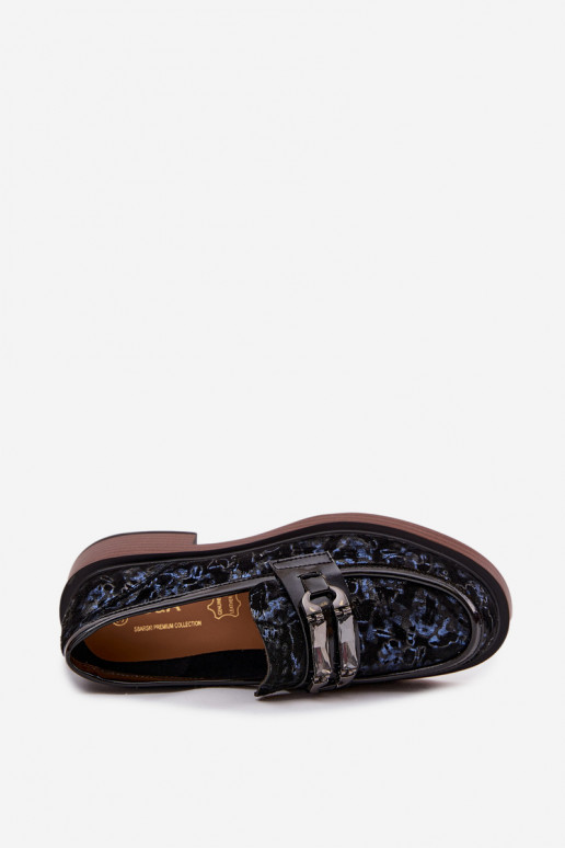 Piel Mocasines de ante Femenino Con decoraciones Detalem D&A MR52-178 de color negro Piel Mocasines de ante Femenino Con decoraciones Detalem D&A MR52-178 de color negro