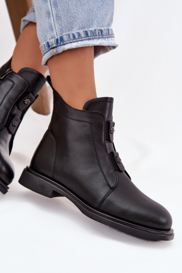 Botines de mujer de piel sintética y cálidos D&A MK52-026 en negro
