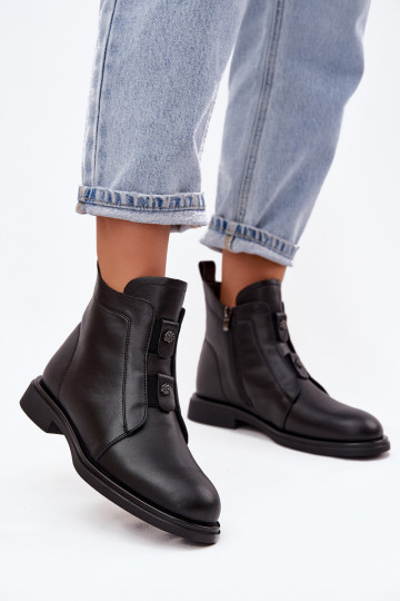 Botines de mujer de piel sintética y cálidos D&A MK52-026 en negro 2