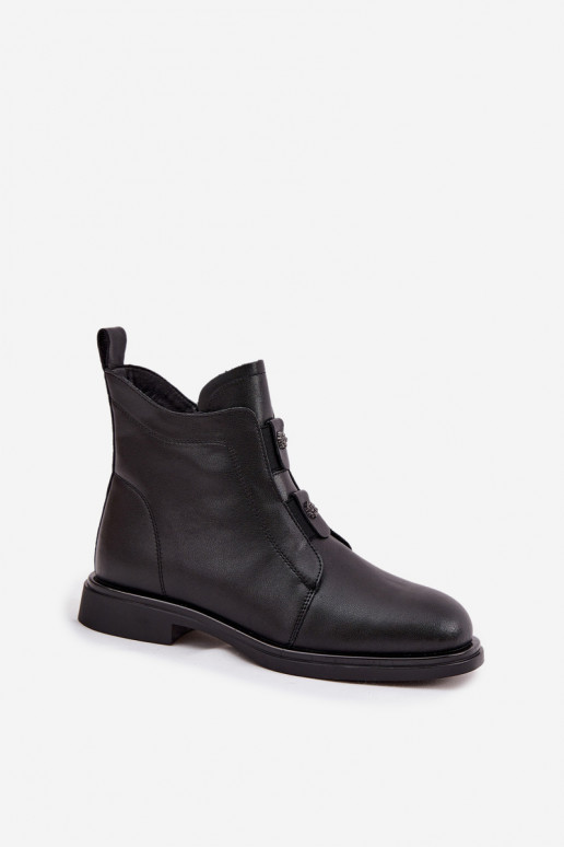 Piel calentamiento Botas de mujer D&A MK52-026 de color negro Piel calentamiento Botas de mujer D&A MK52-026 de color negro