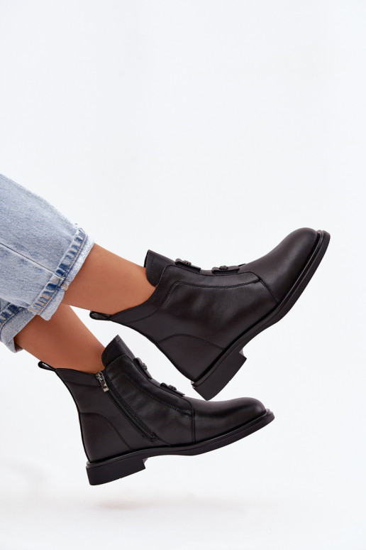 Piel calentamiento Botas de mujer D&A MK52-026 de color negro Piel calentamiento Botas de mujer D&A MK52-026 de color negro