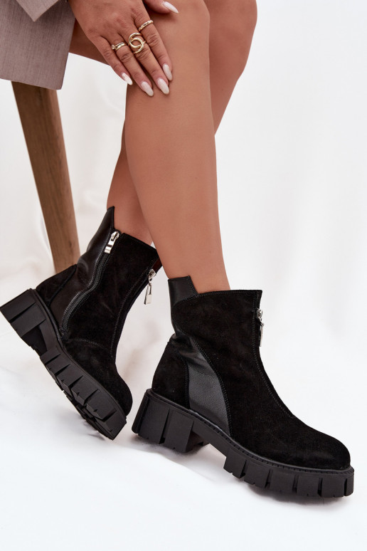 Botas de mujerActivadoturalnego de gamuzau calentamiento D&A JC52-874 de color negro Botas de mujerActivadoturalnego de gamuzau calentamiento D&A JC52-874 de color negro