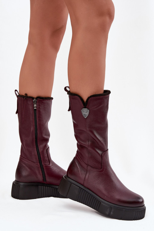 Femenino Piel botas Con Vilna Zazoo 70121 borgoña Femenino Piel botas Con Vilna Zazoo 70121 borgoña