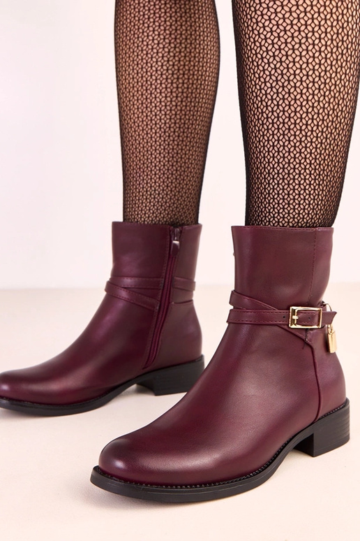 Botines Zema de color rojo oscuro con... Botines Zema de color rojo oscuro con...