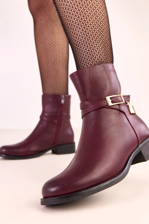 Botines Zema de color rojo oscuro con... Botines Zema de color rojo oscuro con...