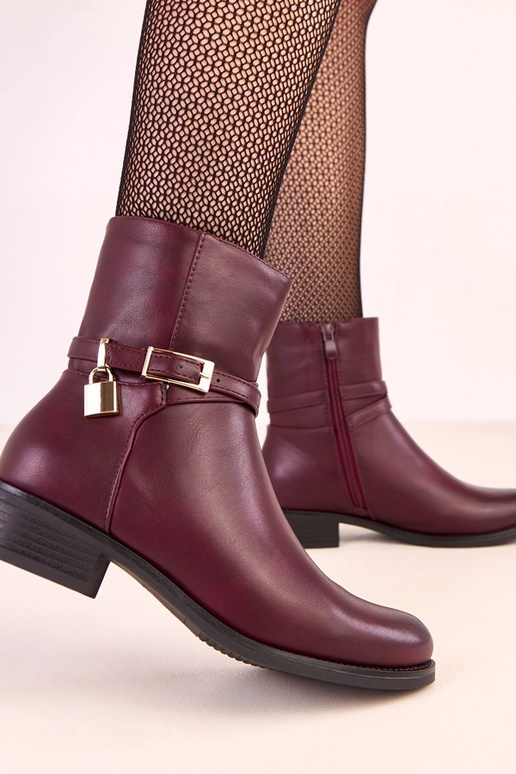 Botines Zema de color rojo oscuro con... Botines Zema de color rojo oscuro con...