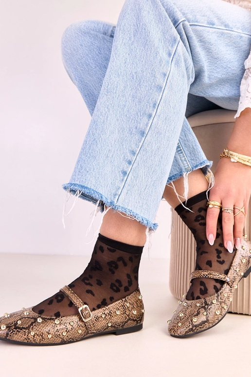 Bailarinas Selena de color marrón con... Bailarinas Selena de color marrón con...