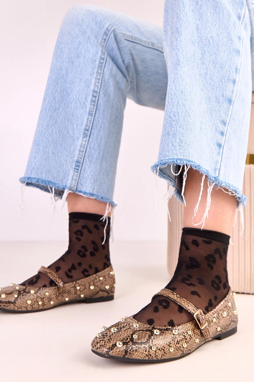 Bailarinas Selena de color marrón con... Bailarinas Selena de color marrón con...