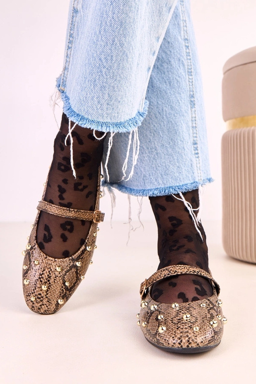 Bailarinas Selena de color marrón con... Bailarinas Selena de color marrón con...