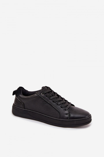 Zapatillas deportivas de cuero masculinas Lee Cooper LCJ-25-33-3965 de color negro