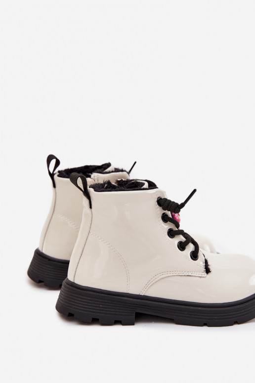 calentamiento Botas Infantil con efecto barnizPrzypinką osos de peluche el color blanco Jovellea