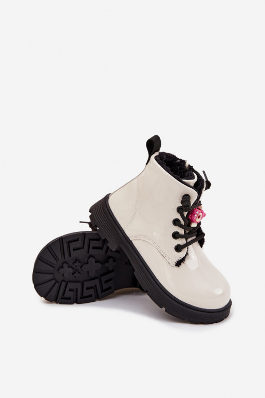 calentamiento Botas Infantil con efecto barnizPrzypinką osos de peluche el color blanco Jovellea