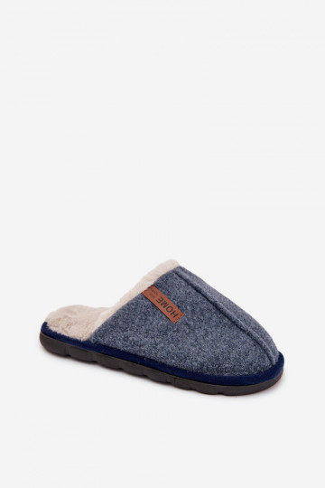 Zapatillas de casa para hombre con forro de piel color azul oscuro Darielle