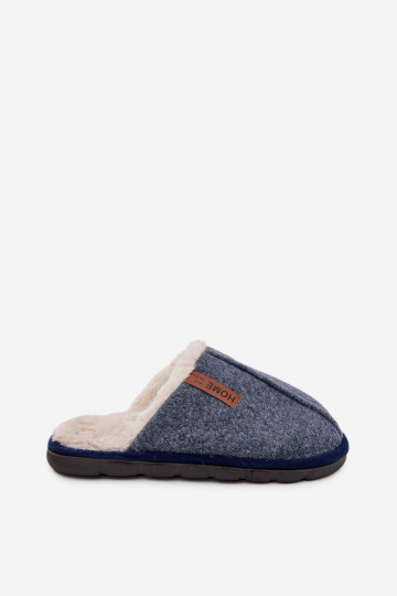 Zapatillas de casa para hombre con forro de piel color azul oscuro Darielle 2