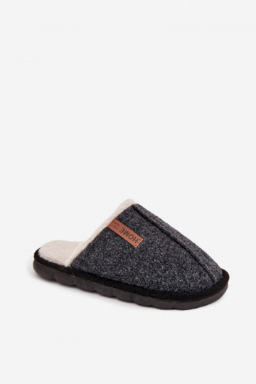 Zapatillas de casa para hombre con forro de piel color negro Darielle