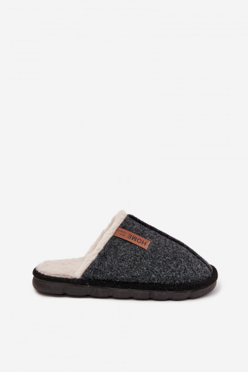 Zapatillas de casa para hombre con forro de piel color negro Darielle 2