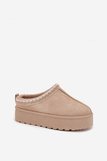 Botas de nieve para niños con plataforma y bordado color arena Jolisse