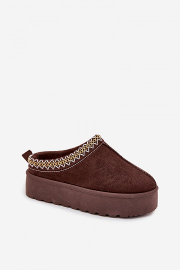 Botas de nieve para niños con plataforma y bordado color chocolate Jolisse