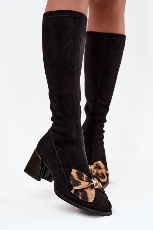 botas de mujer reloj Con un lazo decorativo D&A JC52-828 de color negro botas de mujer reloj Con un lazo decorativo D&A JC52-828 de color negro