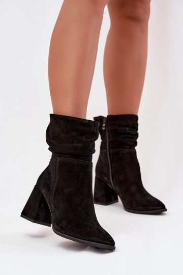 Botines de ante sintético negros con volantes y tacones Zazoo 4216 2