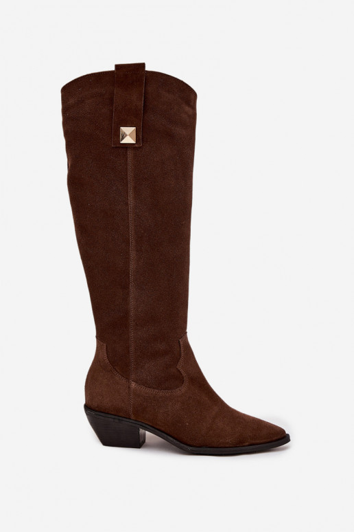 Piel de gamuza botas estilo vaquero calentamiento Zazoo 4224 CzekoladoAe Piel de gamuza botas estilo vaquero calentamiento Zazoo 4224 CzekoladoAe