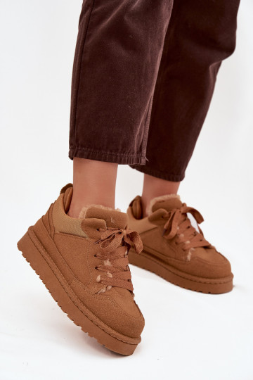 Zapatos deportivos cálidos para mujer color marrón con forro de piel Cyrissa